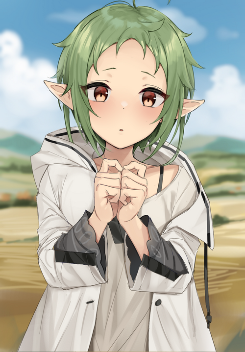 Sylphiette with green hair and yellow eyes