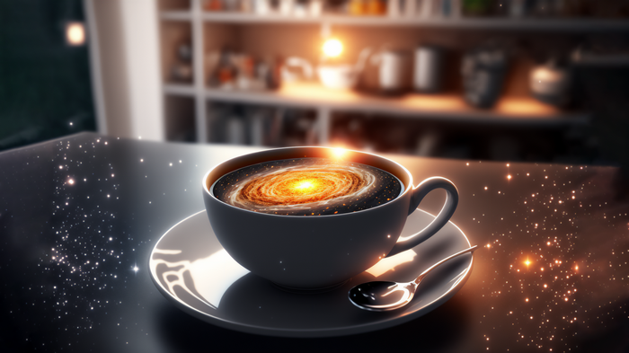 Coffee cup with a galaxy inside