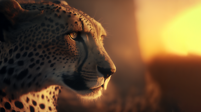 Cheetah in the sunset
