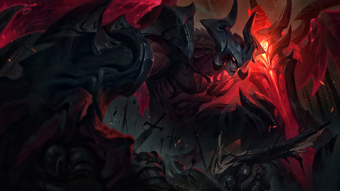 Aatrox from League of Legends in battle