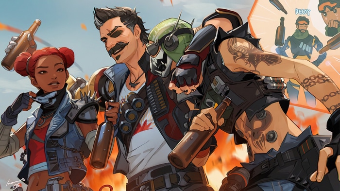 Apex Legends characters Fuse, Lifeline, Octane, and Mirage