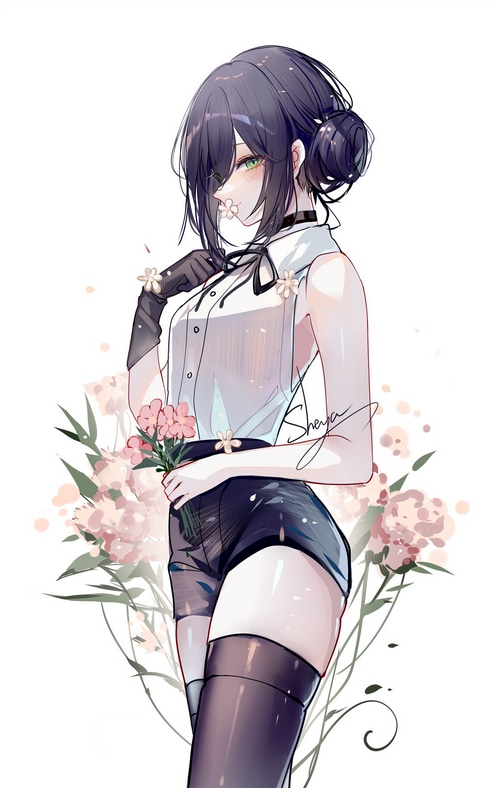 Reze from Chainsaw Man with flowers