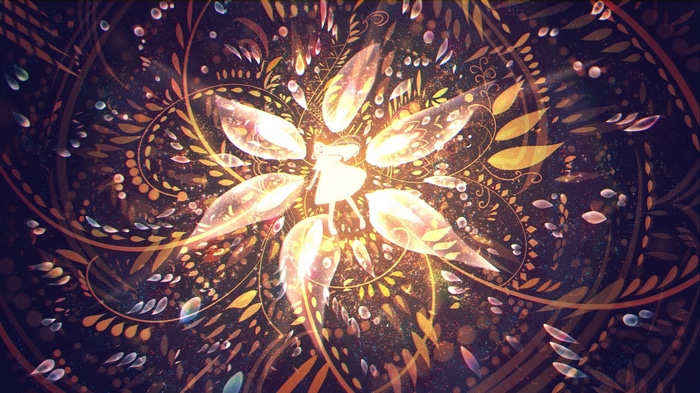 Anime girl in a glowing floral mandala