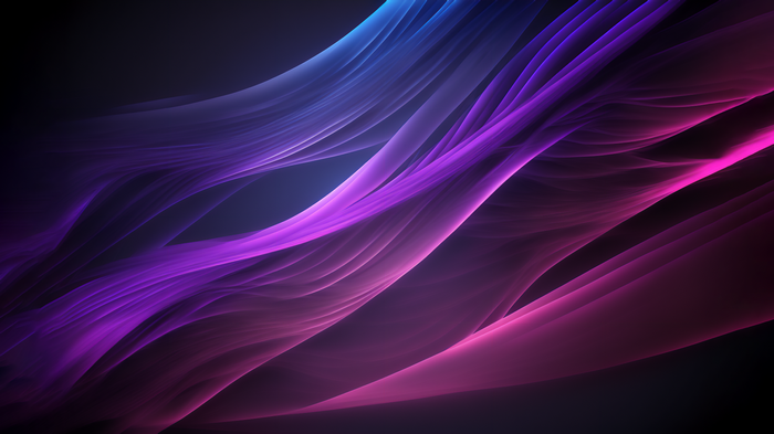 Abstract flowing waves of purple and blue light