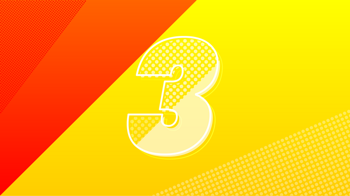 Number 3 with dots and bright colors