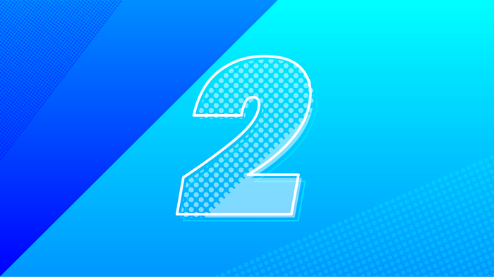 Number 2 with dots and neon effect