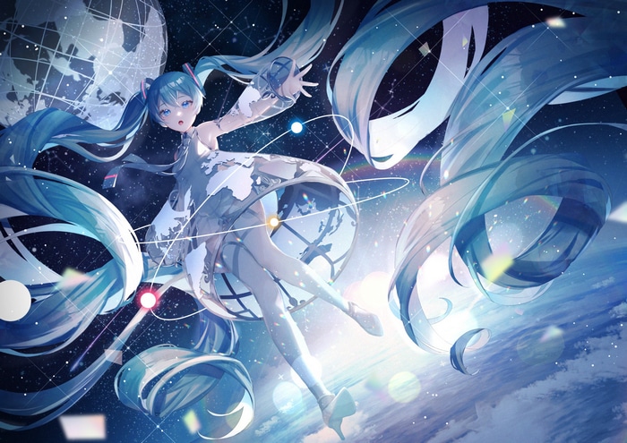 Hatsune Miku in Space with Earth Motifs