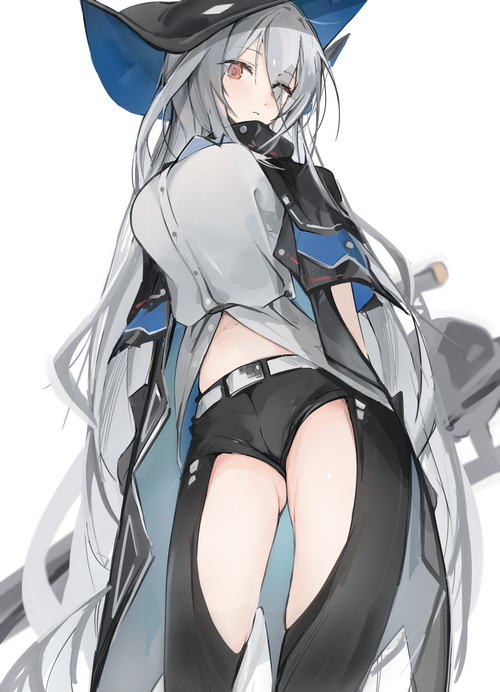 Skadi from Arknights with one eye obstructed