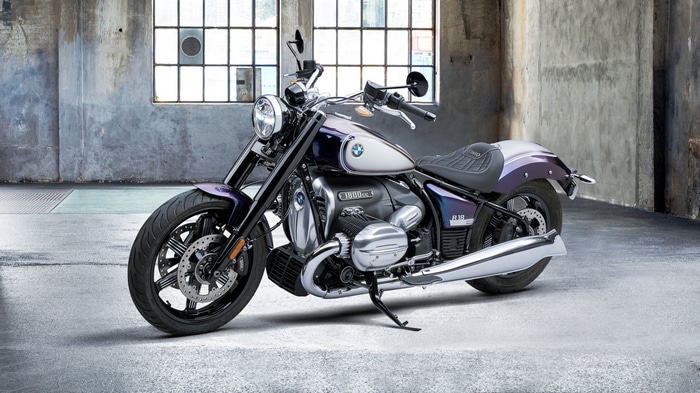 BMW R 18 motorcycle in a warehouse