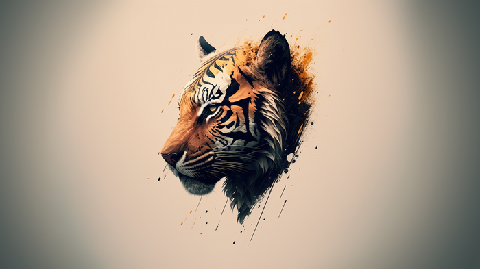 4K Tiger Head with Splatter Effect