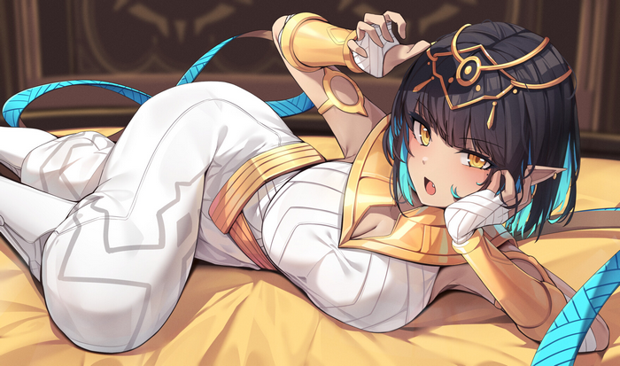 Egyptian Woman with Blue Hair and Yellow Eyes