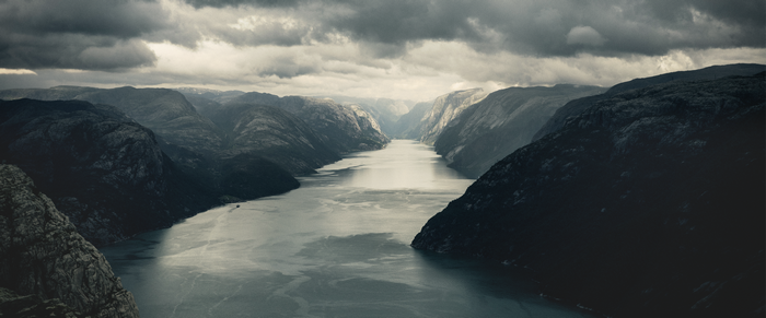4K Fjord in Norway with Clouds