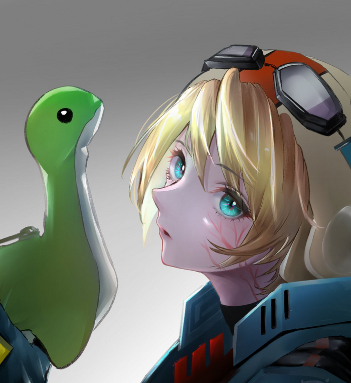 Wattson from Apex Legends with a green creature