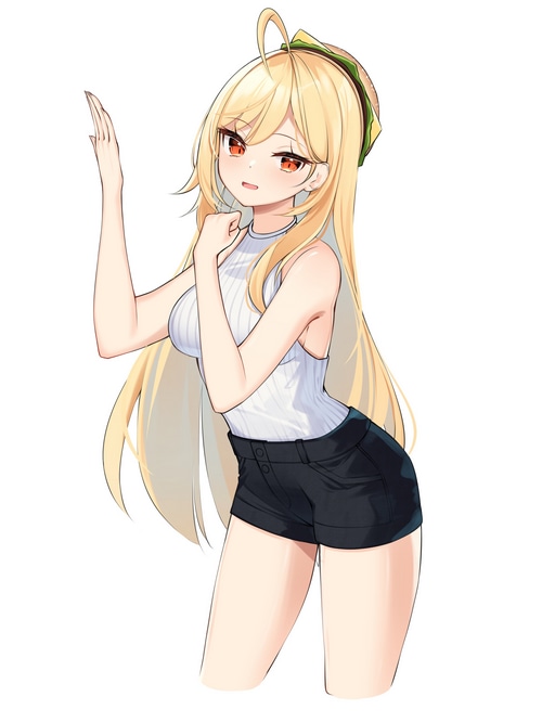 Jingburger wearing shorts and a white top