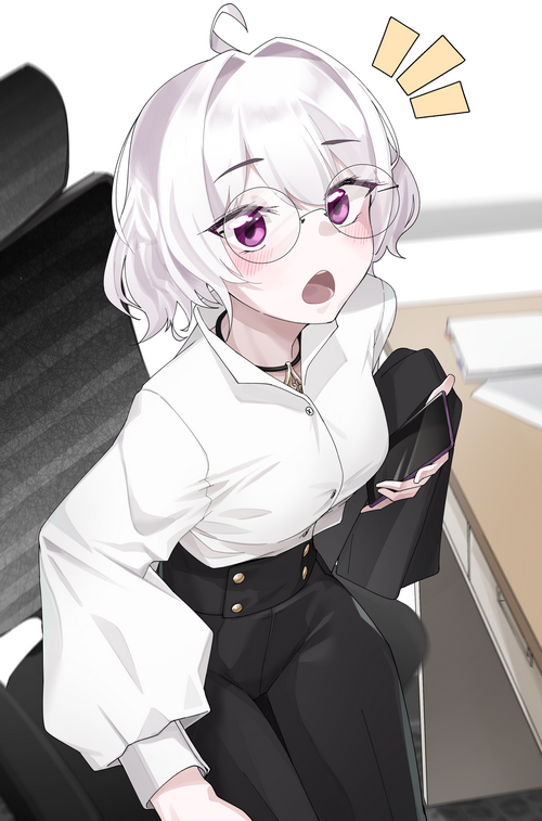 Petite girl with silver hair and glasses
