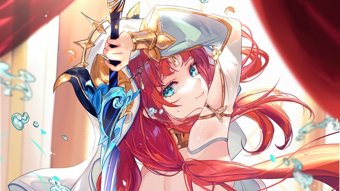 4K Nilou from Genshin Impact with a sword
