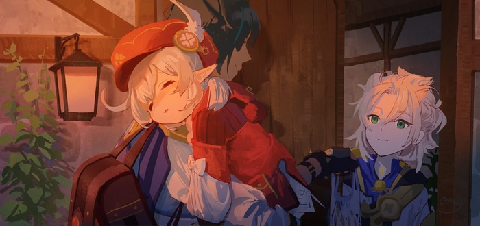 Klee, Albedo, and Xiao in Genshin Impact