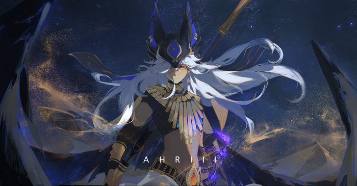 Cyno from Genshin Impact with white hair and mask