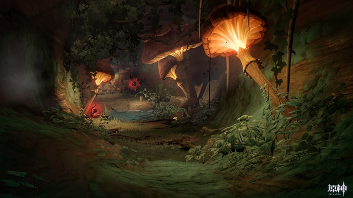 Genshin Impact: Bioluminescent Mushroom Forest