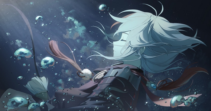 4K Kaedehara Kazuha underwater with bubbles