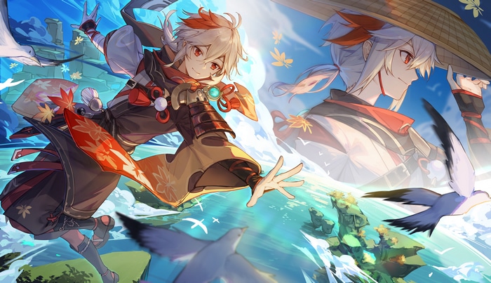 Kaedehara Kazuha from Genshin Impact with birds