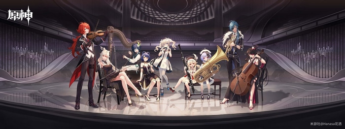 Genshin Impact characters in an orchestra