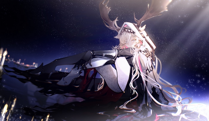 The Candle Knight Viviana in Arknights under the stars