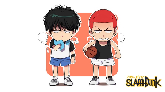 Slam Dunk anime characters with basketball
