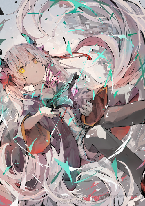 Aciam with twintails holding a futuristic weapon