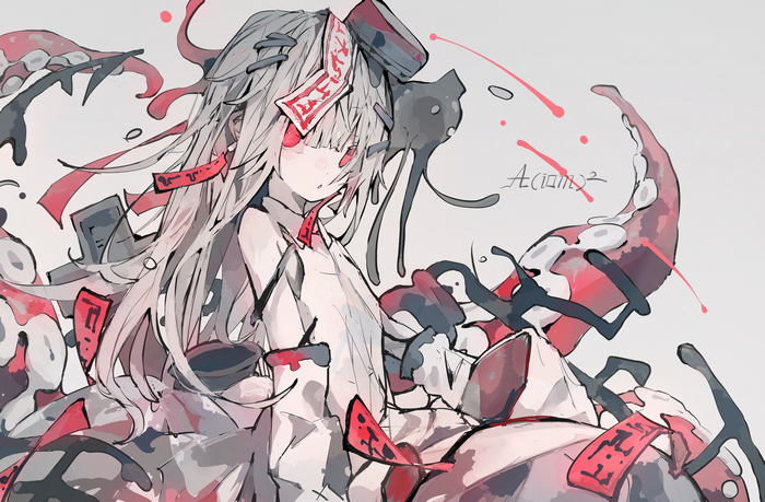 4K Aciam illustration of a girl with tentacles