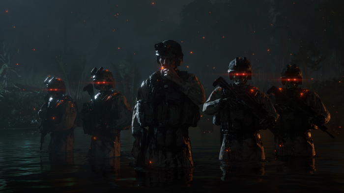 Cliff Unger and soldiers in water at night