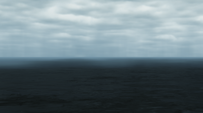 Death Stranding ocean view with mist and clouds