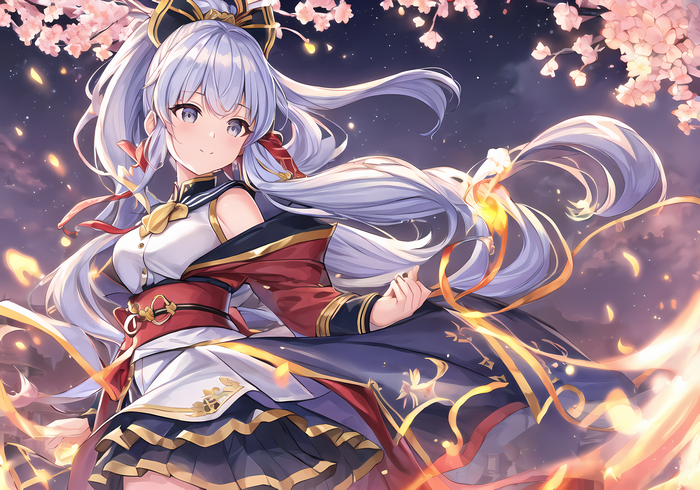 Kamisato Ayaka from Genshin Impact with Cherry Blossoms