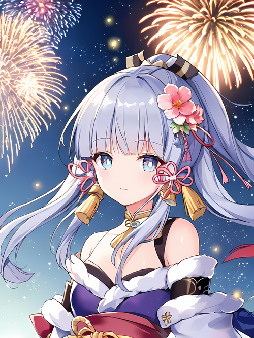 Kamisato Ayaka with Fireworks