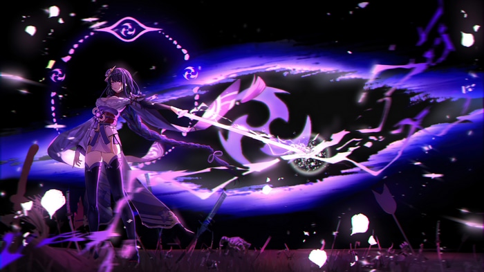 4K Genshin Impact Raiden Shogun with Sword