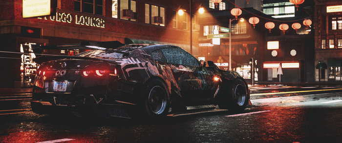 Need for Speed Unbound: Modified Car on Wet Street