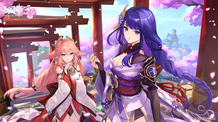 4K Genshin Impact Yae Miko and Raiden Shogun