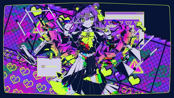 Anime girl with scissors and school uniform