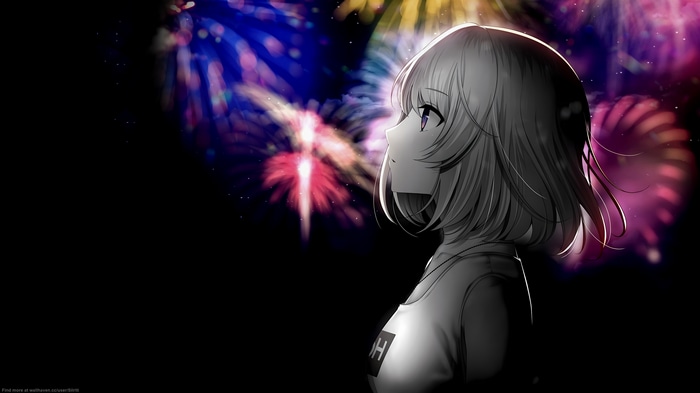 Girl watching fireworks
