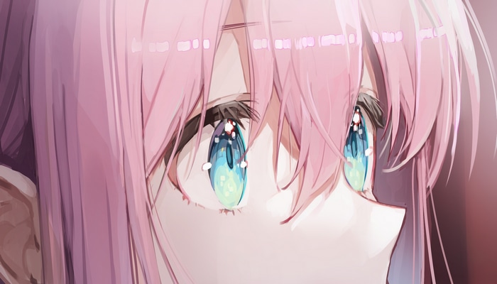 Bocchi the Rock! Hitori Gotou blue eyes pink hair
