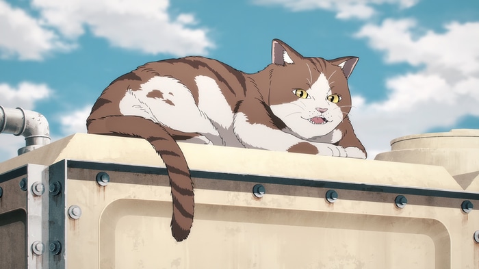 4K Anime screenshot of a cat from Chainsaw Man