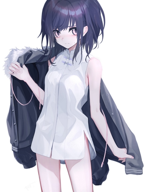 Anime girl in white dress and jacket