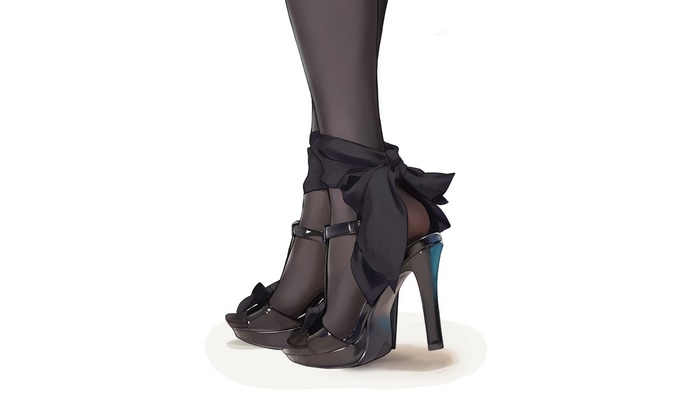 4K Black High Heels with Bows