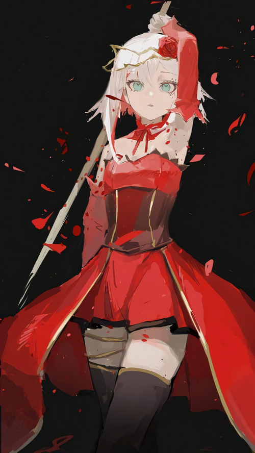 Takt Op. Destiny girl in red dress with rose