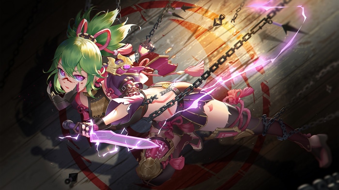 4K Genshin Impact Kuki Shinobu with chains and blood