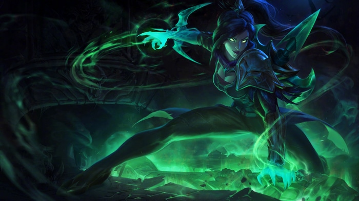Vayne from League of Legends with green energy