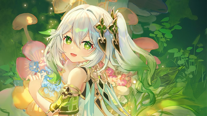 4K Genshin Impact Nahida with Mushrooms and Flowers