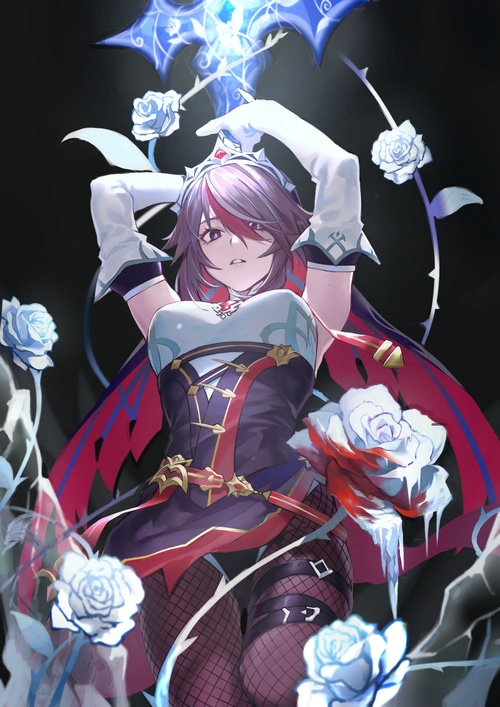 4K Rosaria from Genshin Impact with roses