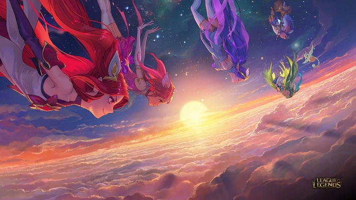League of Legends Star Guardians Falling Through Clouds