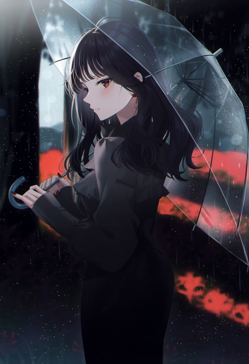 Girl with umbrella in the rain